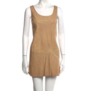Vince Brown Leather Mini Shift Dress - Size 8